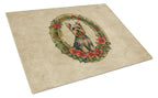 Silky Terrier Christmas Flowers Glass Cutting Board