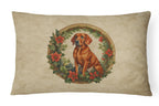 Red Redbone Coonhound Christmas Flowers Throw Pillow