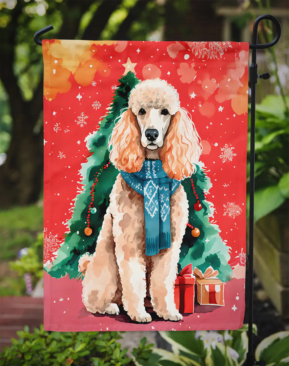 Poodle Christmas Garden Flag