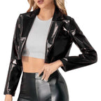 Red Short Cropped Jacket with Mirror PU for Nightclub
