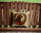 Field Spaniel Christmas Flowers Throw Pillow