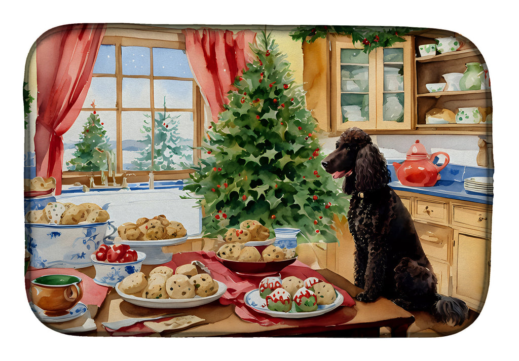 Irish Water Spaniel Christmas Cookies Dish Drying Mat