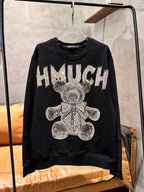 Light Luxury Rhinestone Bear Sweatshirt for Women | Streetwear