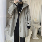 Hong Kong Style Casual Mid-Length Hooded Jacket for Men