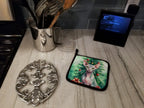 Sphynx Cat By the Christmas Tree Pair of Pot Holders