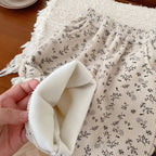 Children's Floral Fleece-lined Warm Pants for Babies