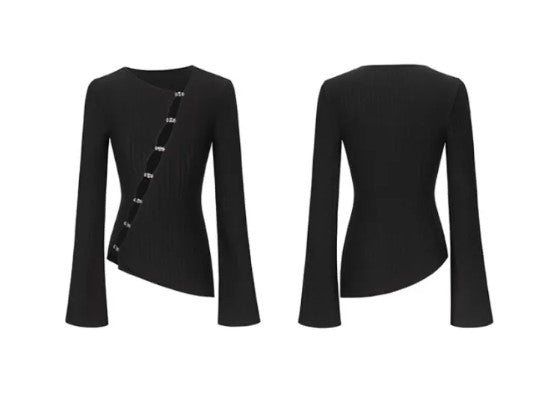 Front Button Long Sleeved Knit Cardigan