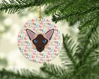 Colorpoint Longhair Cat Christmas Ceramic Ornament