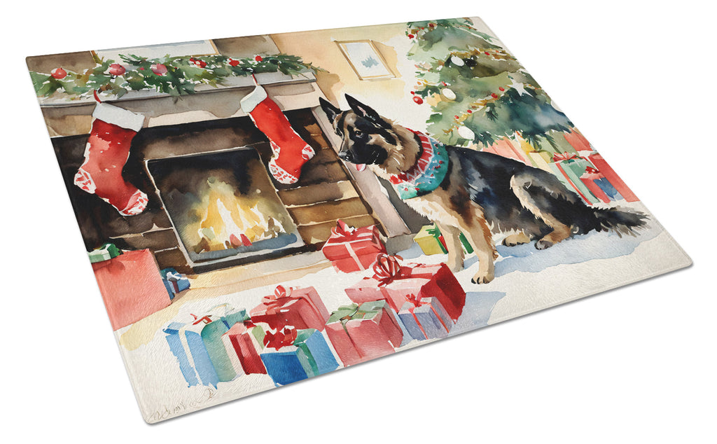 Norwegian Buhund Cozy Christmas Glass Cutting Board