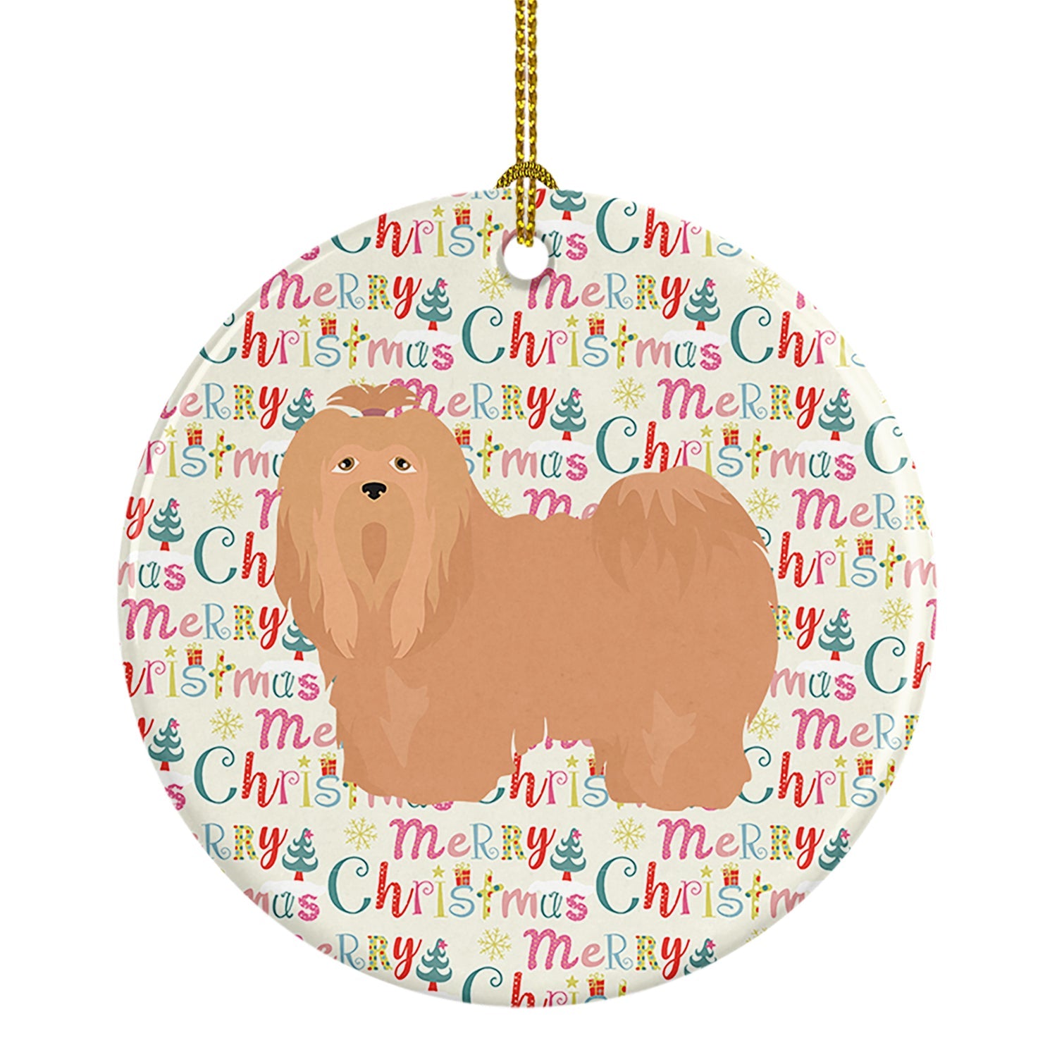 Lhasa Apso #1 Merry Christmas Ceramic Ornament