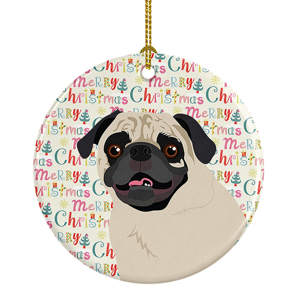 Pug Fawn #2 Christmas Ceramic Ornament