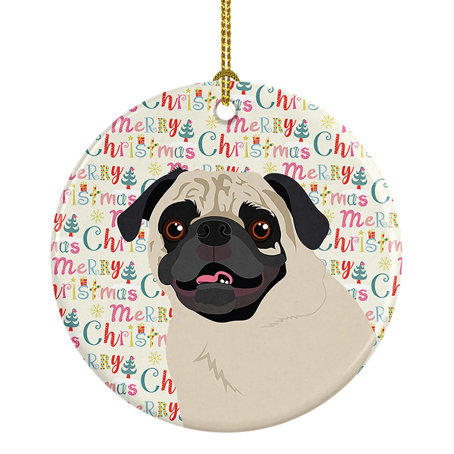 Pug Fawn #2 Christmas Ceramic Ornament