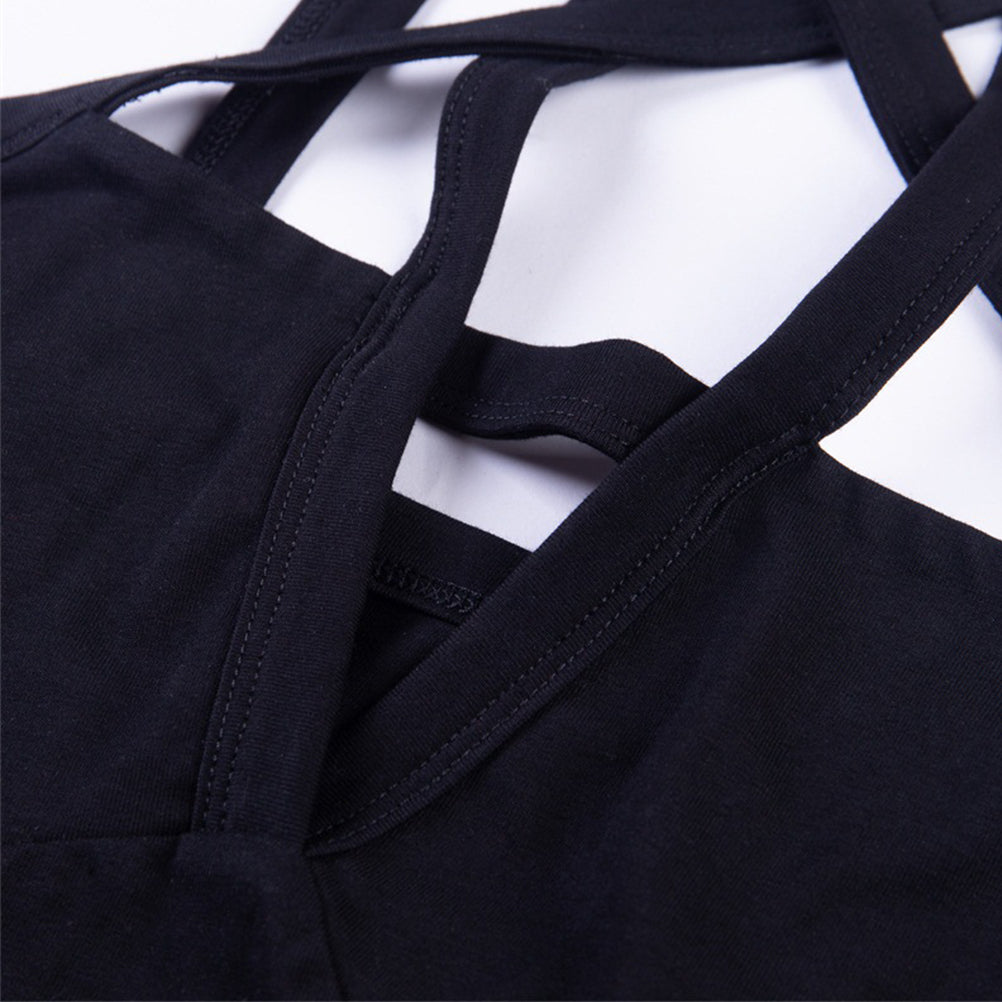 Star-Shaped Bodysuit with Crossed Straps and Open Back