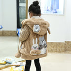 Cute Cartoon Hooded Jacket for Girls - Warm Woolen Coat