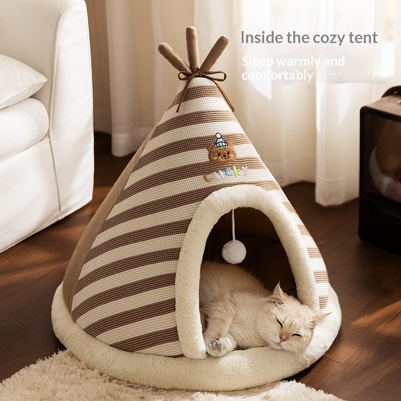 Knitted Round Warm Santa Pet Bed