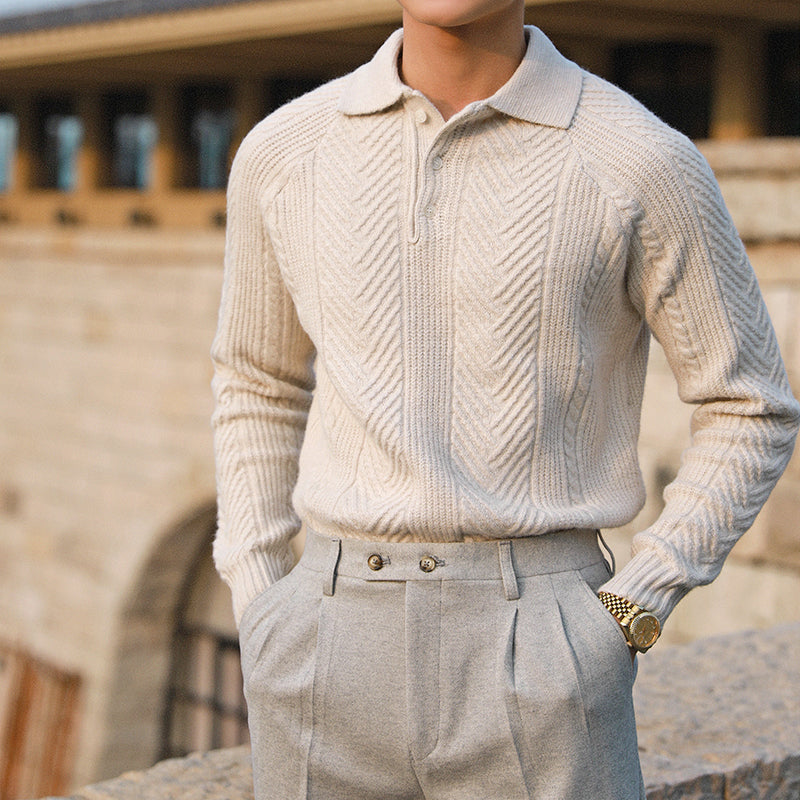 Men's Thickened Warm Lapel Base Sweater