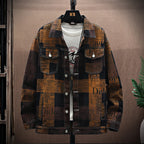 Trendy Printed Plus Size Denim Jacket for Men