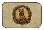 Norwich Terrier Christmas Flowers Dish Drying Mat