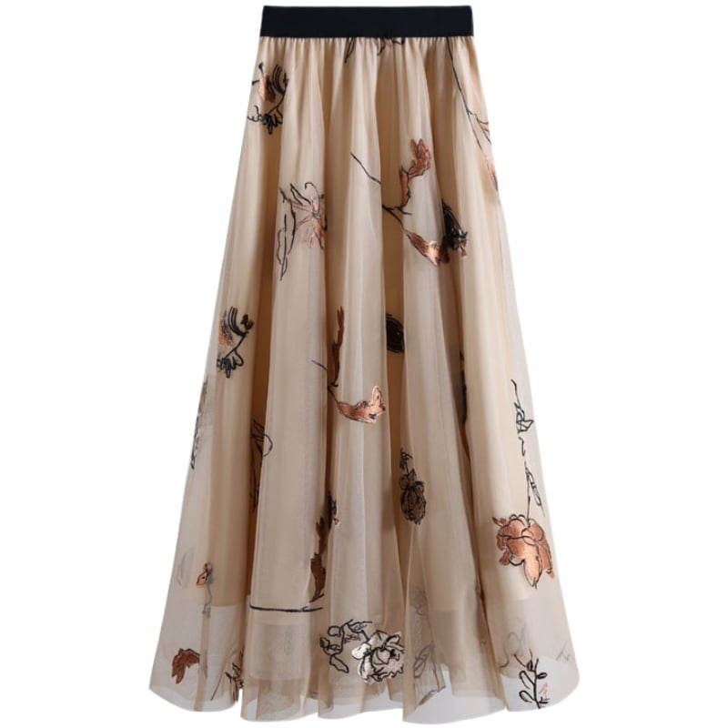 Retro Mesh Large Swing Embroidered Women's Dress