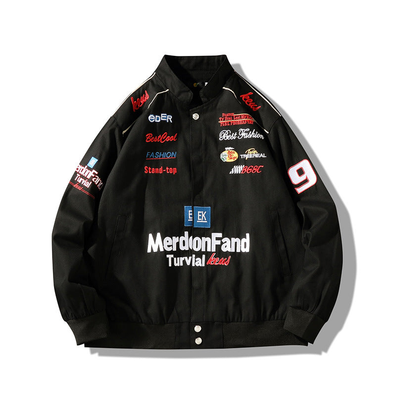 Embroidered Stand Collar Jacket for Men