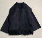 Tassel Scarf Collar Wool Blend Coat