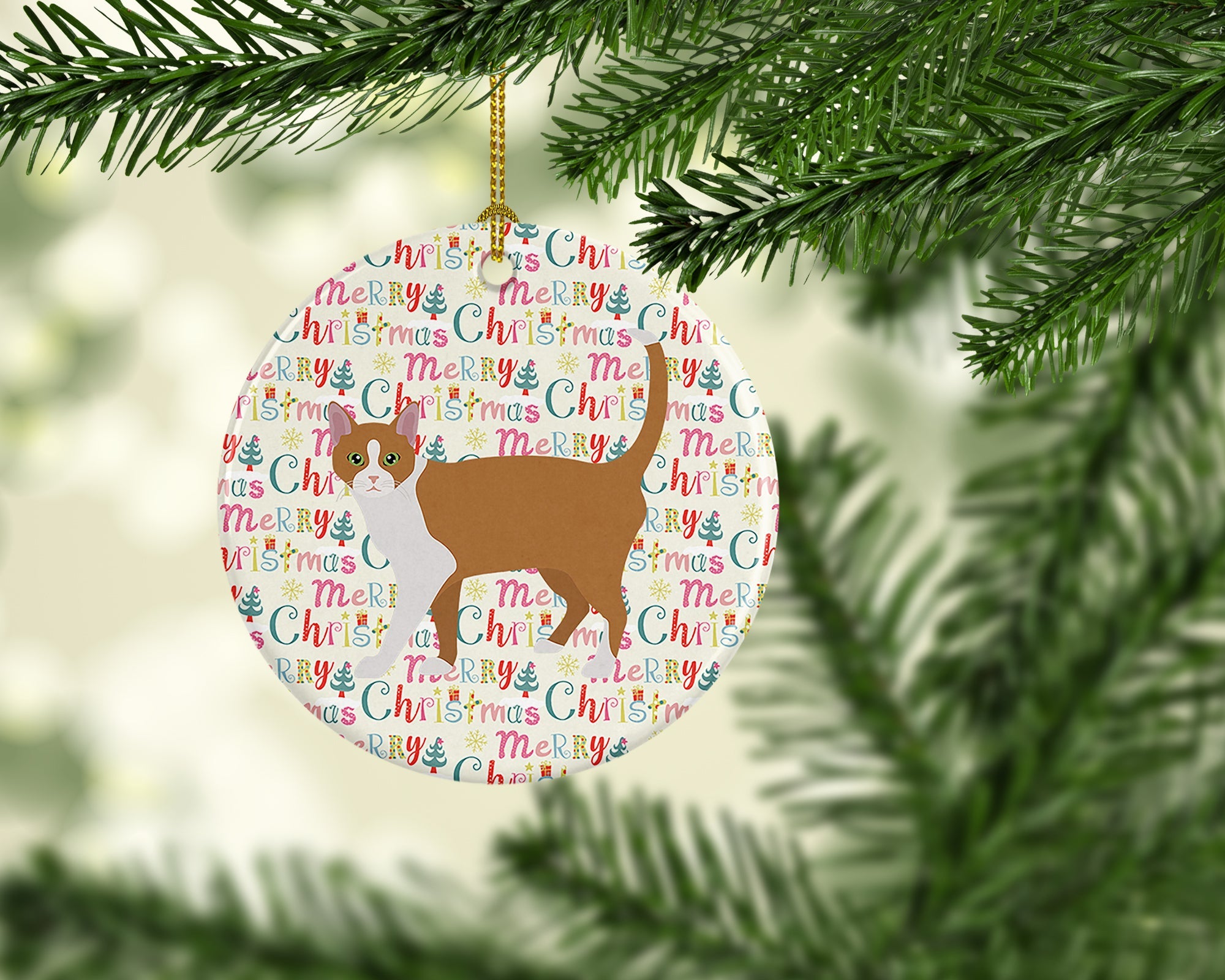 Brazilian Shorthair Cat Christmas Ceramic Ornament