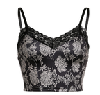 Chic Floral Print Lace Bra with Suspenders for Women