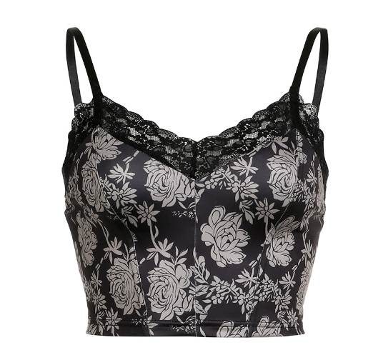 Chic Floral Print Lace Bra with Suspenders for Women
