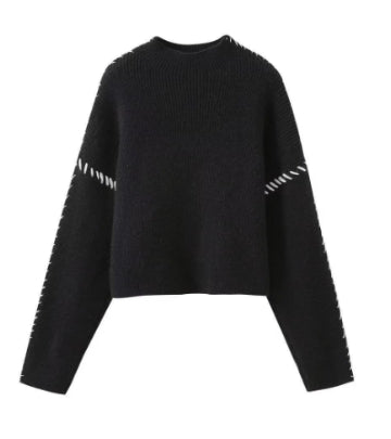 SIOBHAN Patchwork Knit Casual Sweater (One Piece)