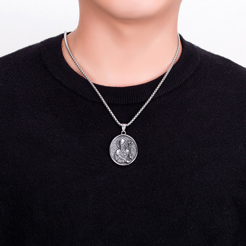Titanium Steel Sacred Heart Jesus Pendant Necklace