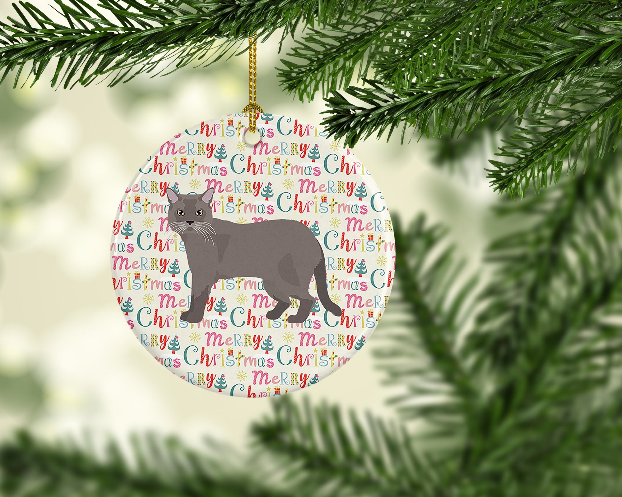 European Burmese Cat Christmas Ceramic Ornament