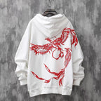 Phoenix Embroidered Men's Hooded Jacket - Fall Fashion