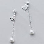 Silver Asymmetric Christmas Tree Boot Earrings