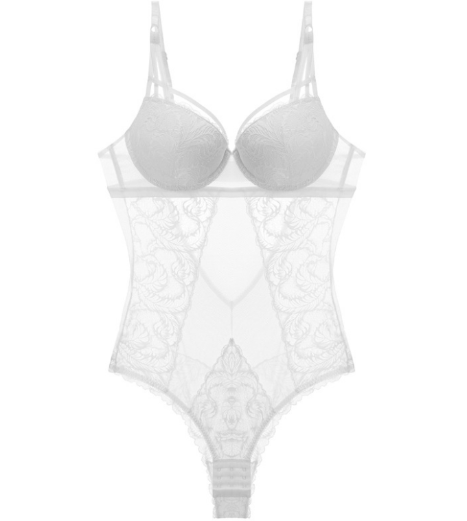 Lace Bodysuit with Underwire Push-Up Bra