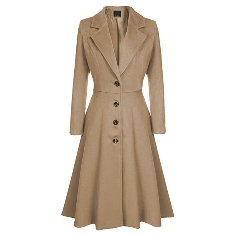 Women's Long-Sleeved Wool Coat