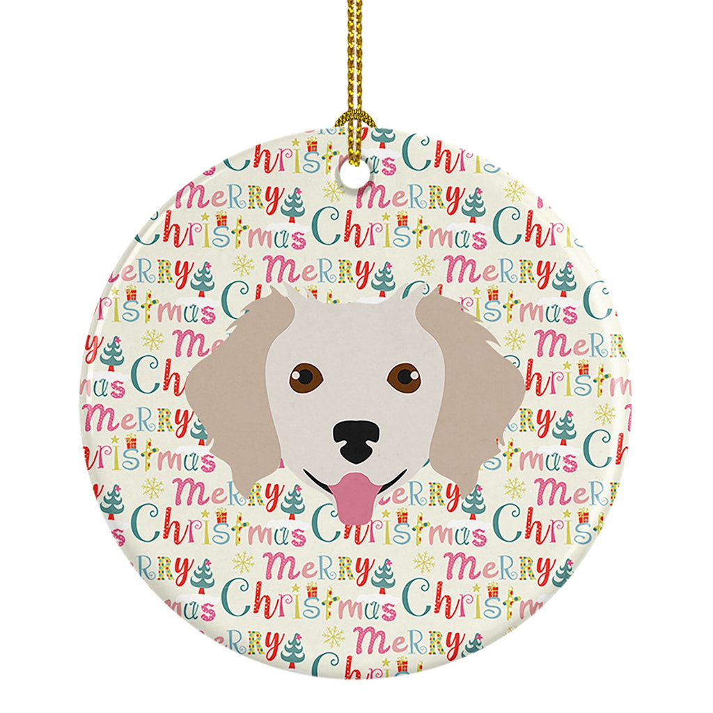 Small Greek Domestic Dog Merry Christmas Ceramic Ornament