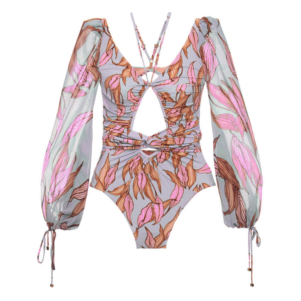 2023 New Women's Long Sleeve Printed Bikini Swimsuit