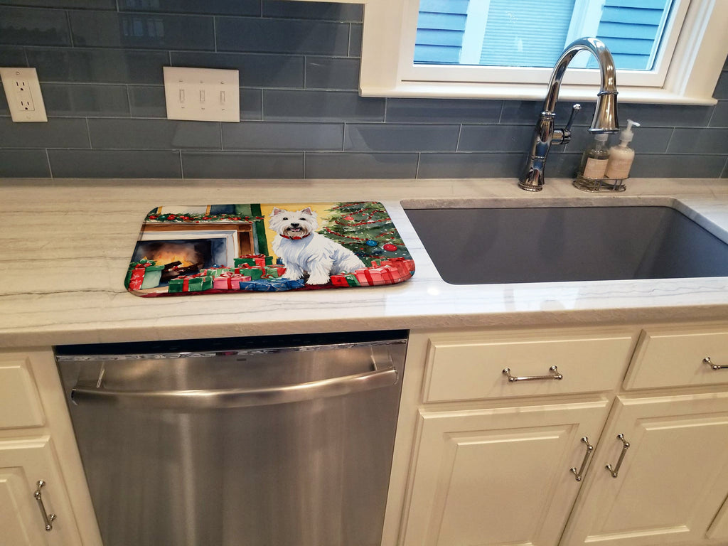 Westie Cozy Christmas Dish Drying Mat
