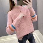 Warm Knit Sweater for Women - Half High Collar Pullover | Streetwear
