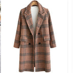 Plus Size Women's Plaid Long Sleeve Coat