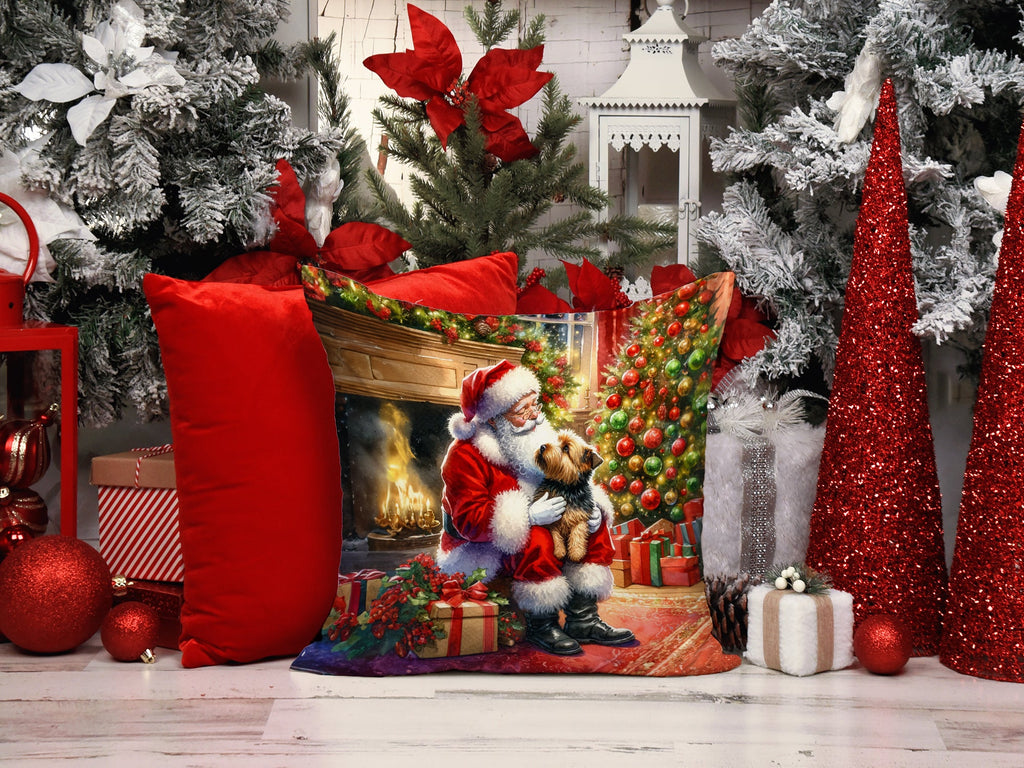 Norfolk Terrier and Santa Claus Throw Pillow