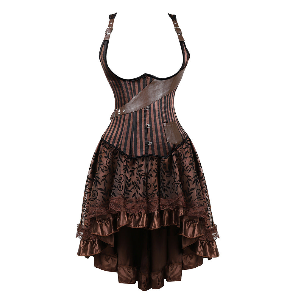 Brown Corset Two-Piece Set - Factory Direct Supply