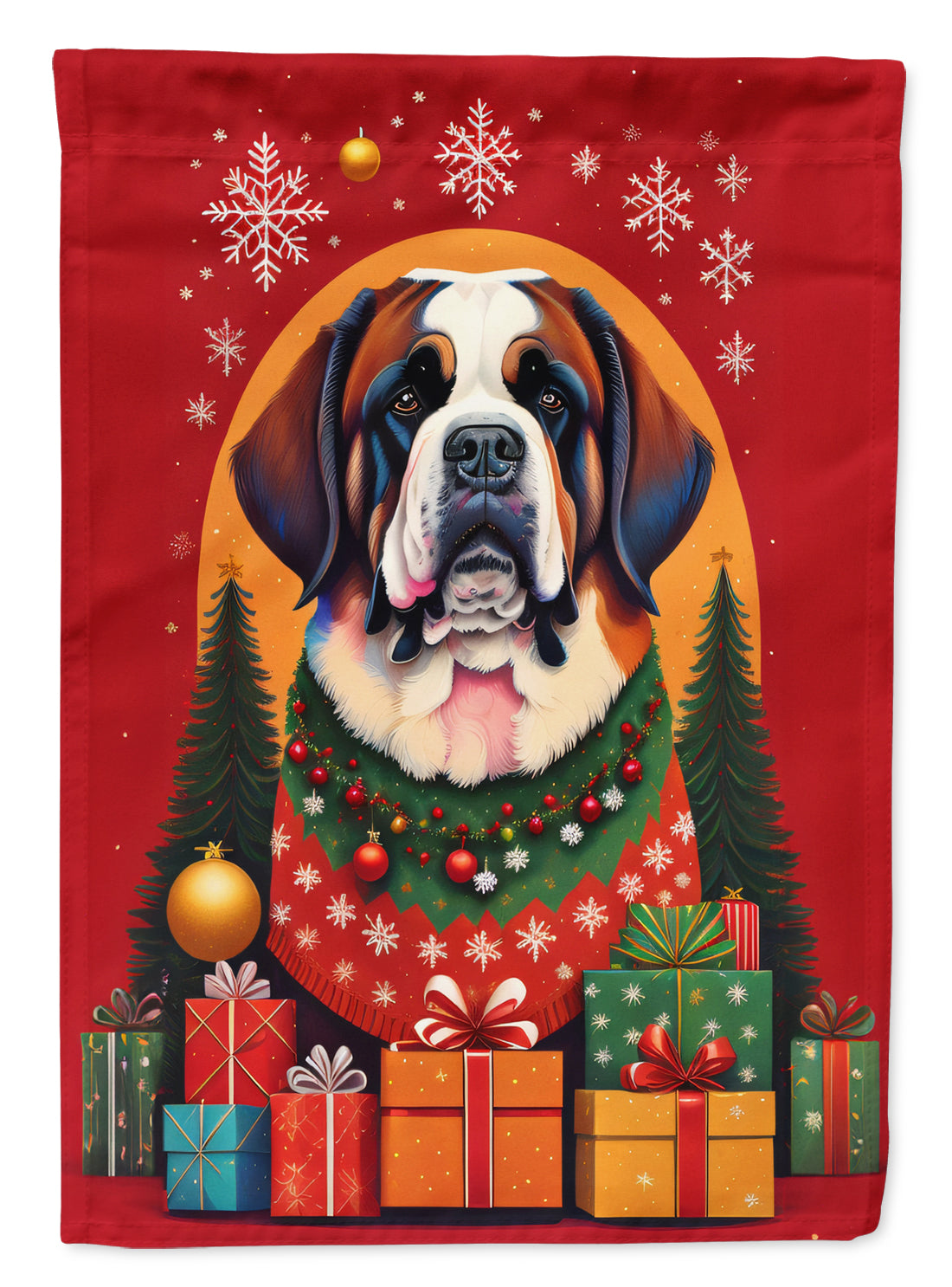 Saint Bernard Holiday Christmas Garden Flag
