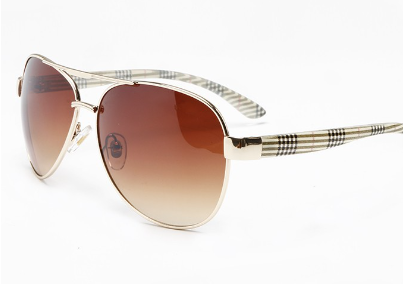 Aviator Sunglasses with Plaid-Pattern Temples