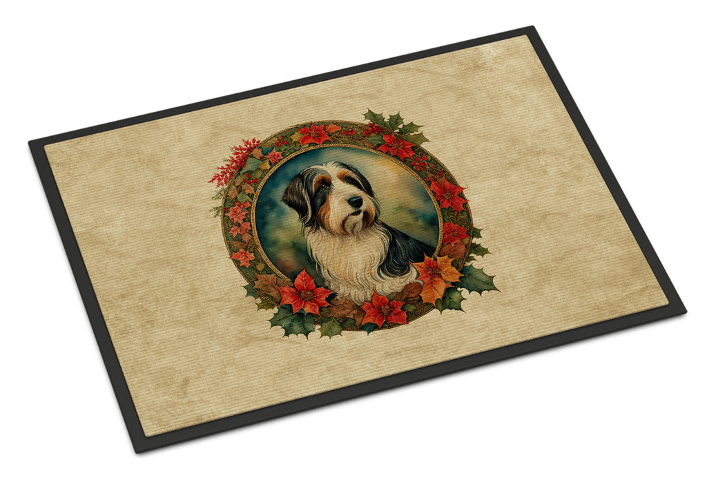 Bearded Collie Christmas Flowers Doormat