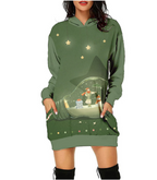 Women's Casual Printed Christmas Sweater Dress