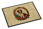 Brittany Spaniel Christmas Flowers Doormat