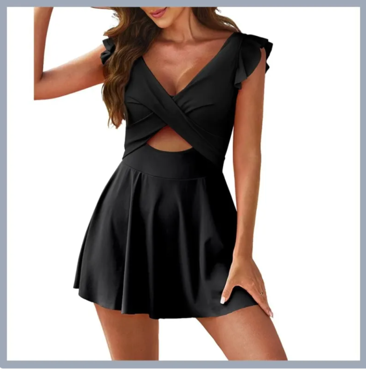 Ruffle Cross-Front Swim Dress