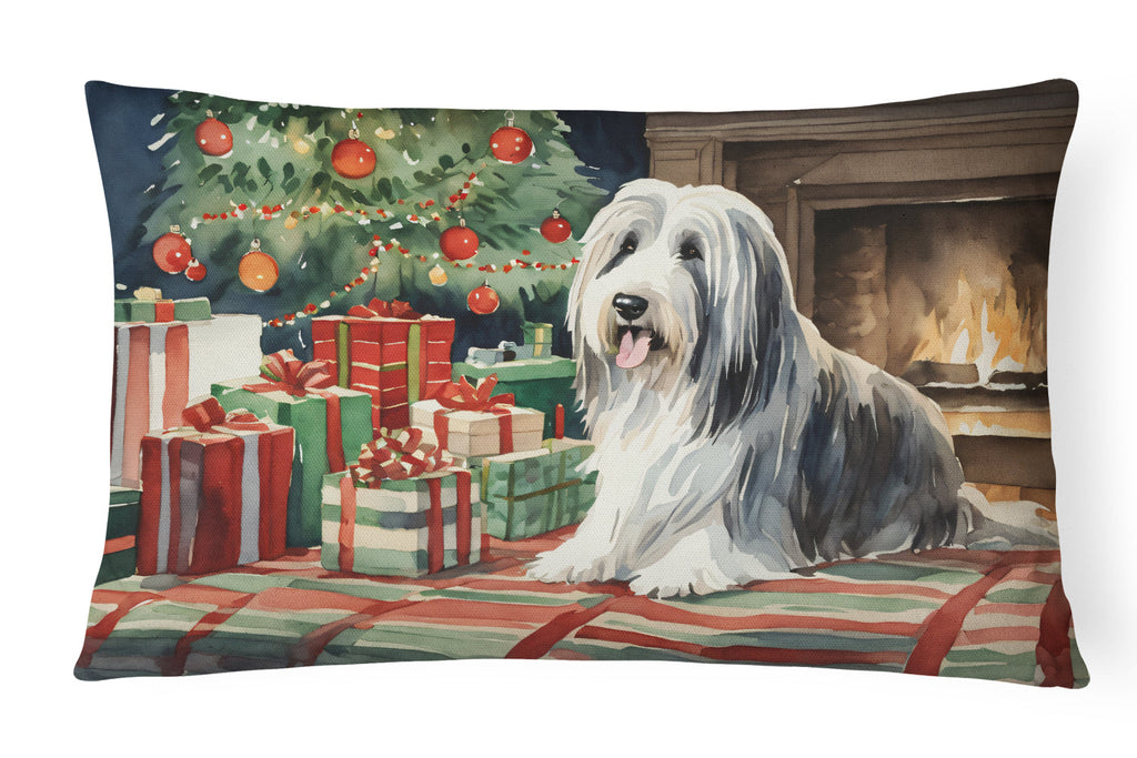 Bearded Collie Christmas Throw Pillow