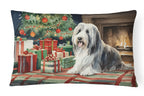 Bearded Collie Christmas Throw Pillow